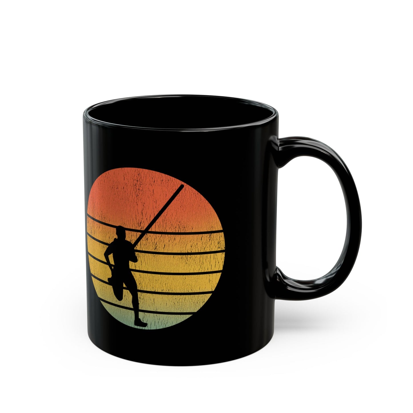 Pole Vault Mug Black – Sunset Themed Track & Field Gift for Athletes, Coaches, Vaulters 11oz