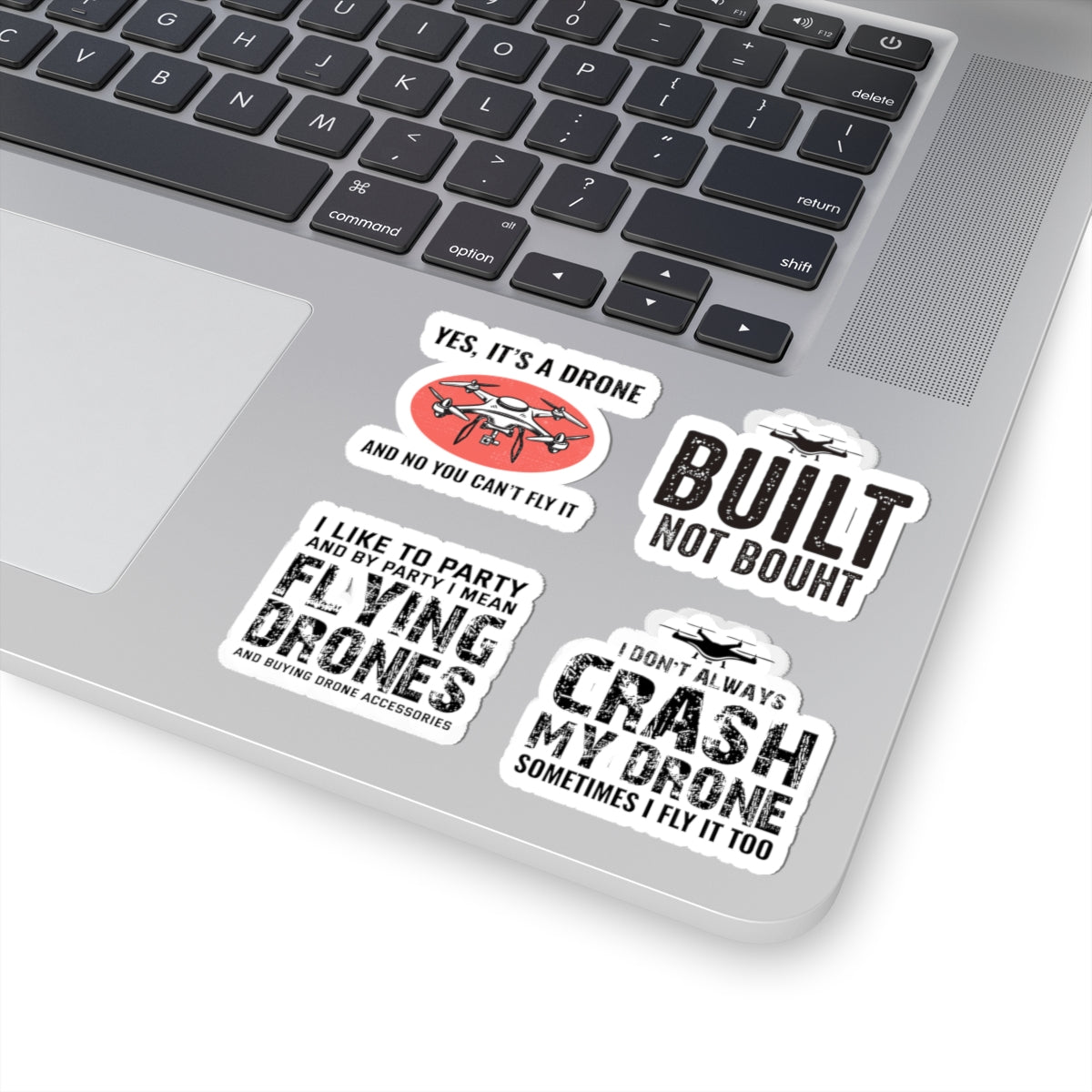 Drone Builder Sticker Pack – 4 PCS Funny Built Not Bought Humor Decals for FPV Pilots RC Hobbyists