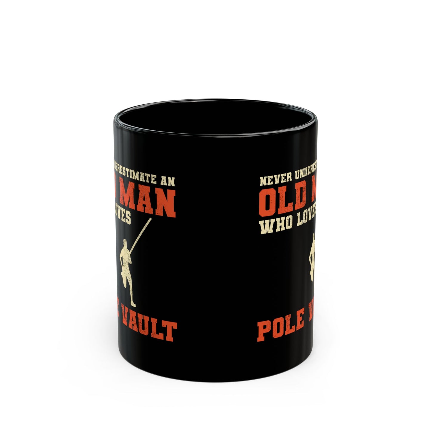 Pole Vault Mug Black – Gift for Senior Pole Vaulter, Vintage Track and Field Cup 11 oz