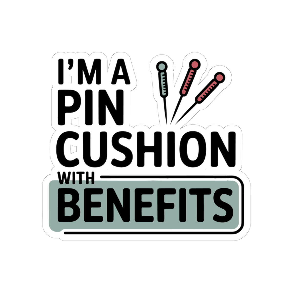 Acupuncture Humor Sticker - Pin Cushion Benefits Vinyl Decal for Acupuncturists, TCM Practitioners