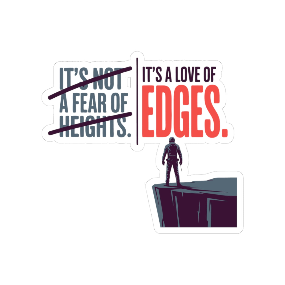 BASE Jumping Sticker – Witty Fear of Heights Strikethrough Decal for Extreme Sports Fans Thrill Seekers
