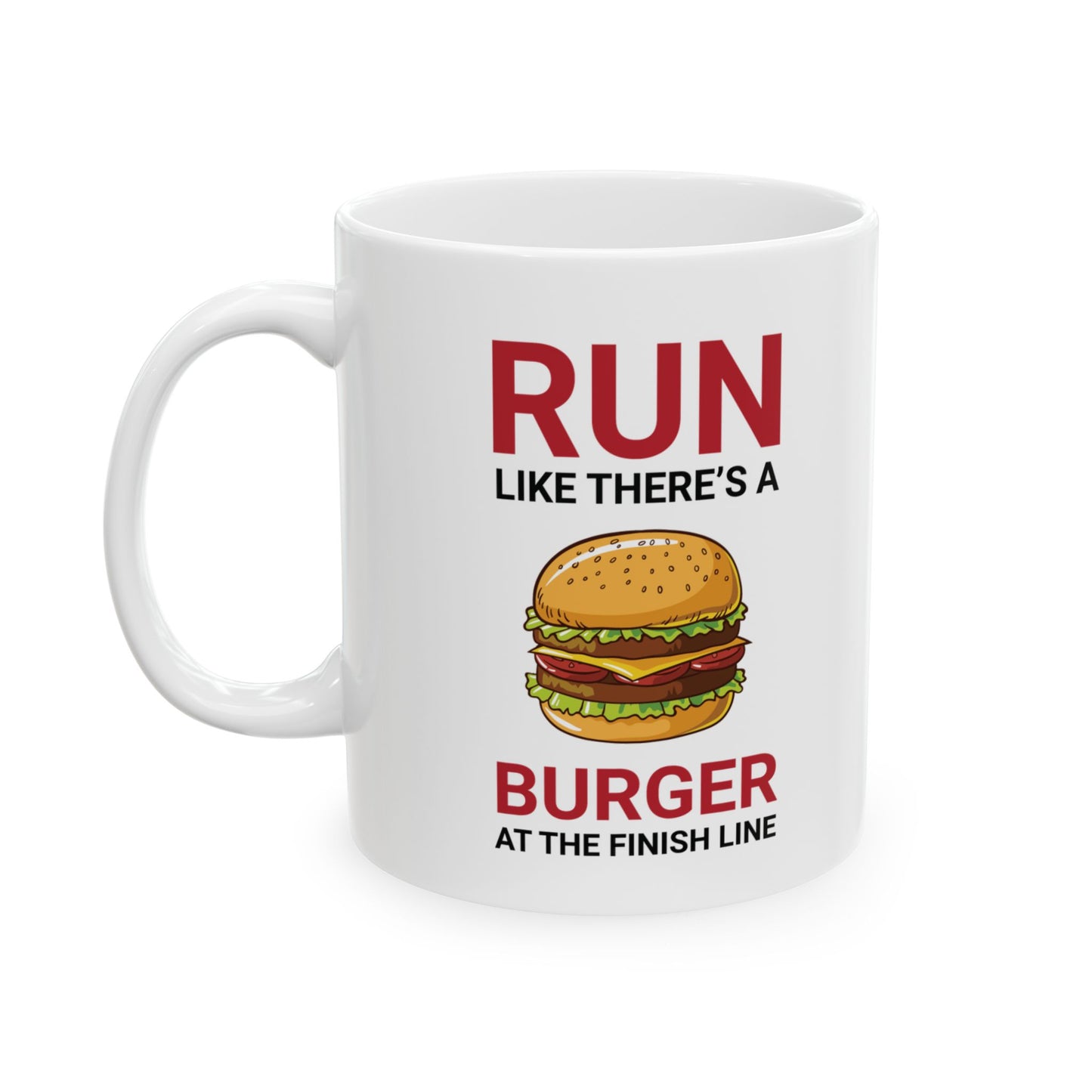 Running Mug - Funny Runner Gift, Burger Lover, Marathon Motivation