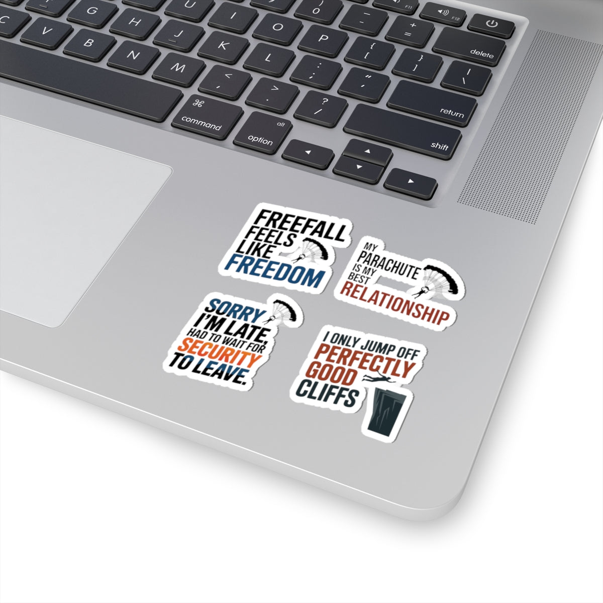 Base Jumping Sticker Pack for Car Helmet – 4 PCS Underground Humor Decal Set for Extreme Athletes Skydivers