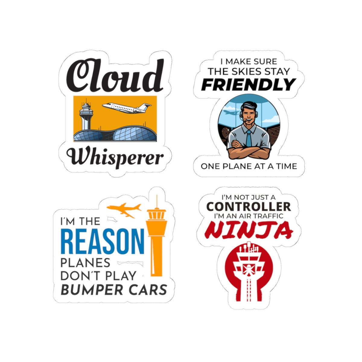 Air Traffic Controller Sticker Pack – 4 PCS Witty Aviation Humor Stickers for ATC Professionals & Aviation Fans