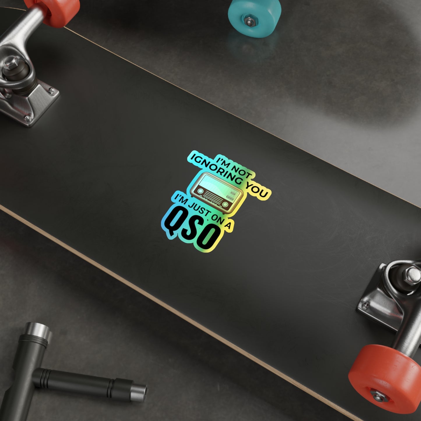 Amateur Ham Radio Operator Stickers Holographic Vinyl Decal - QSO Focused & On Air Now