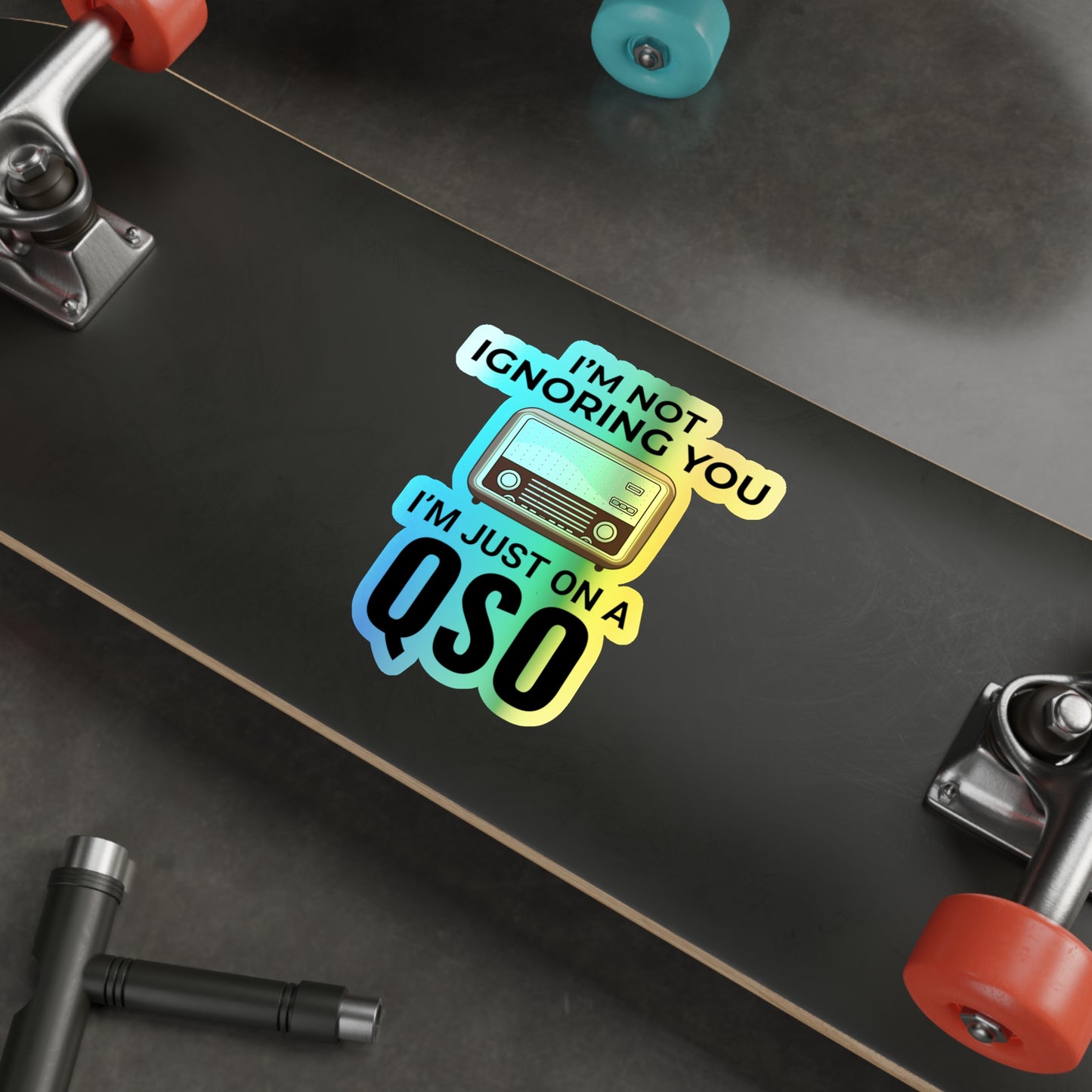 Amateur Ham Radio Operator Stickers Holographic Vinyl Decal - QSO Focused & On Air Now