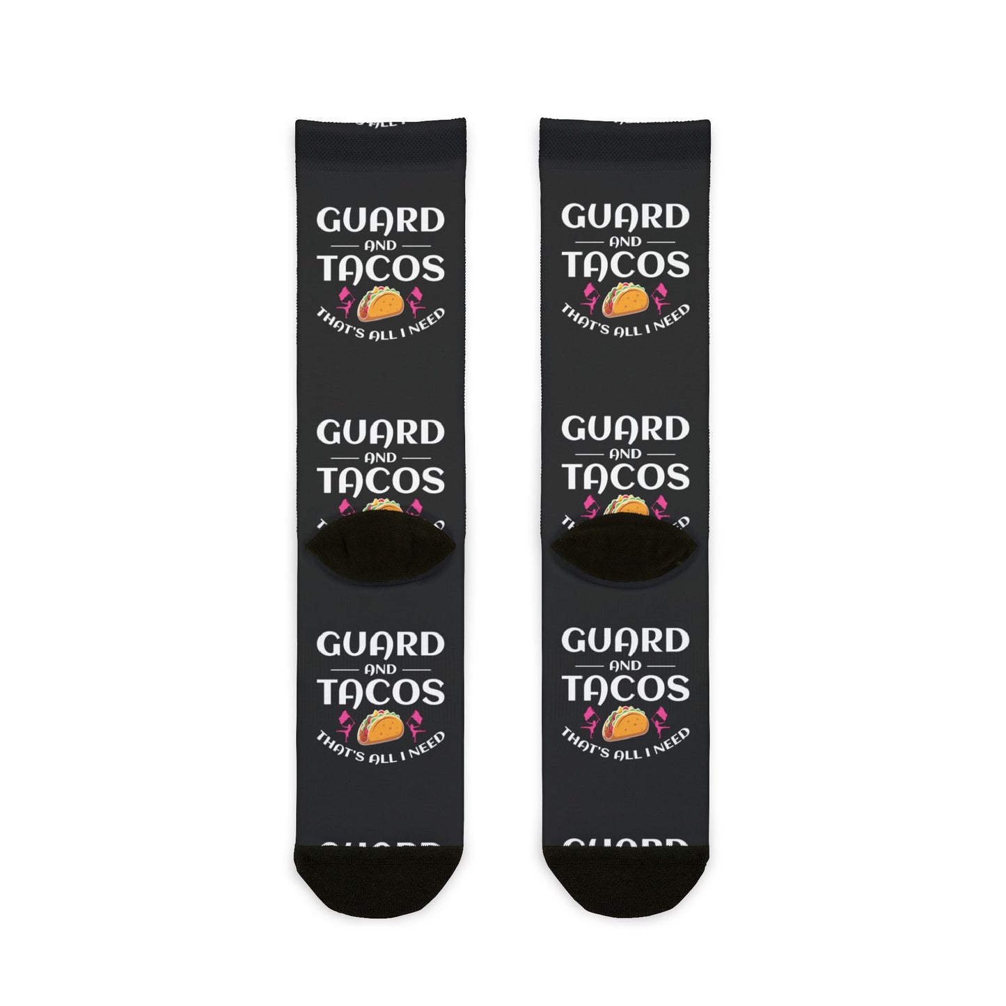 Color Guard Socks – Perfect for Performers & Marching Teams, "Color Guard and Tacos" Design