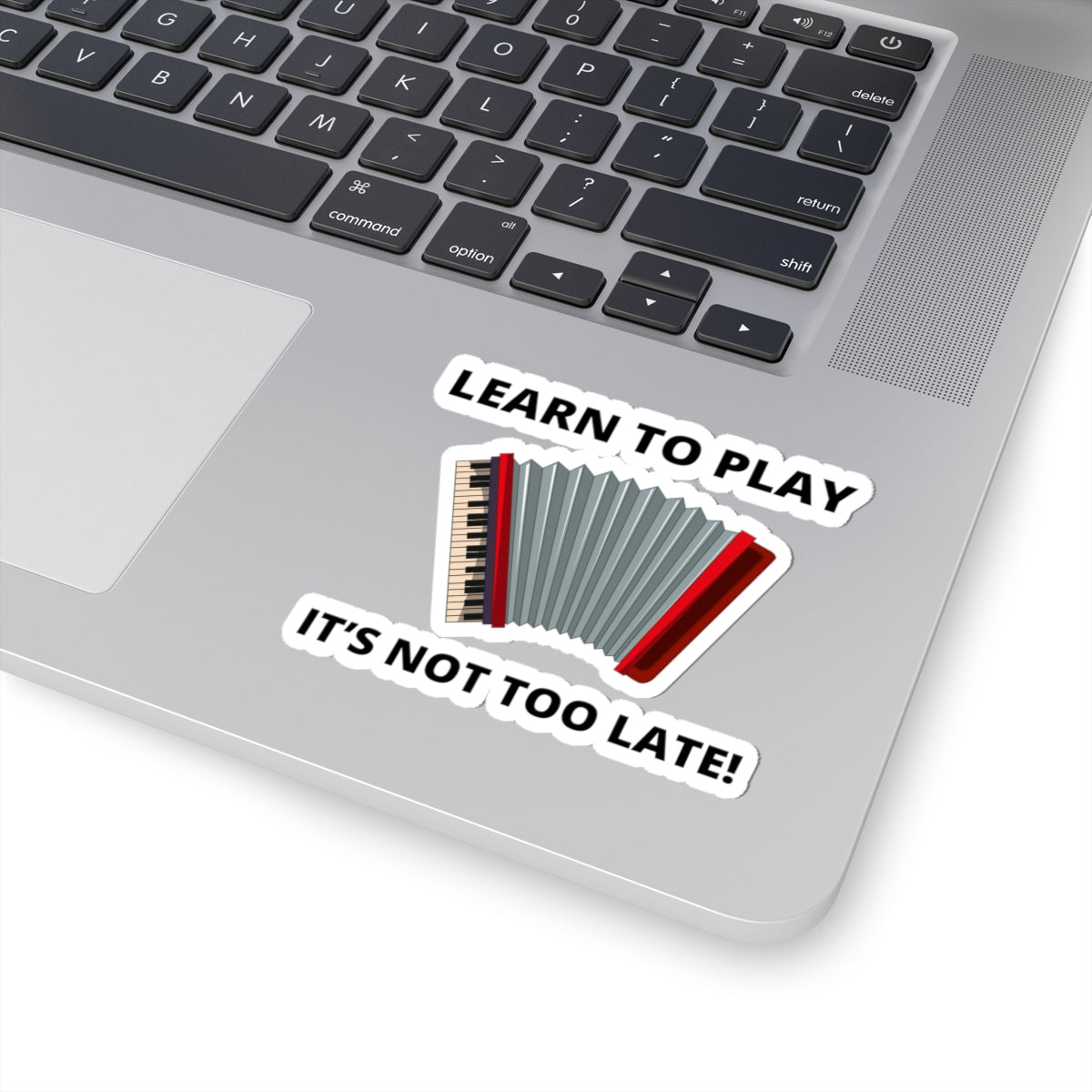 Learn to Play Accordion Sticker - Motivational Vinyl Decal for Music Lovers & Late Bloomers