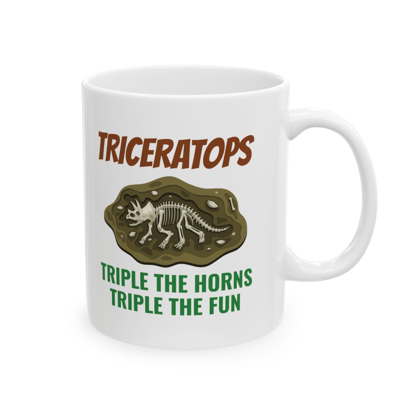Taza con fósil de dinosaurio para amantes de la paleontología con diseño de esqueleto de triceratops 