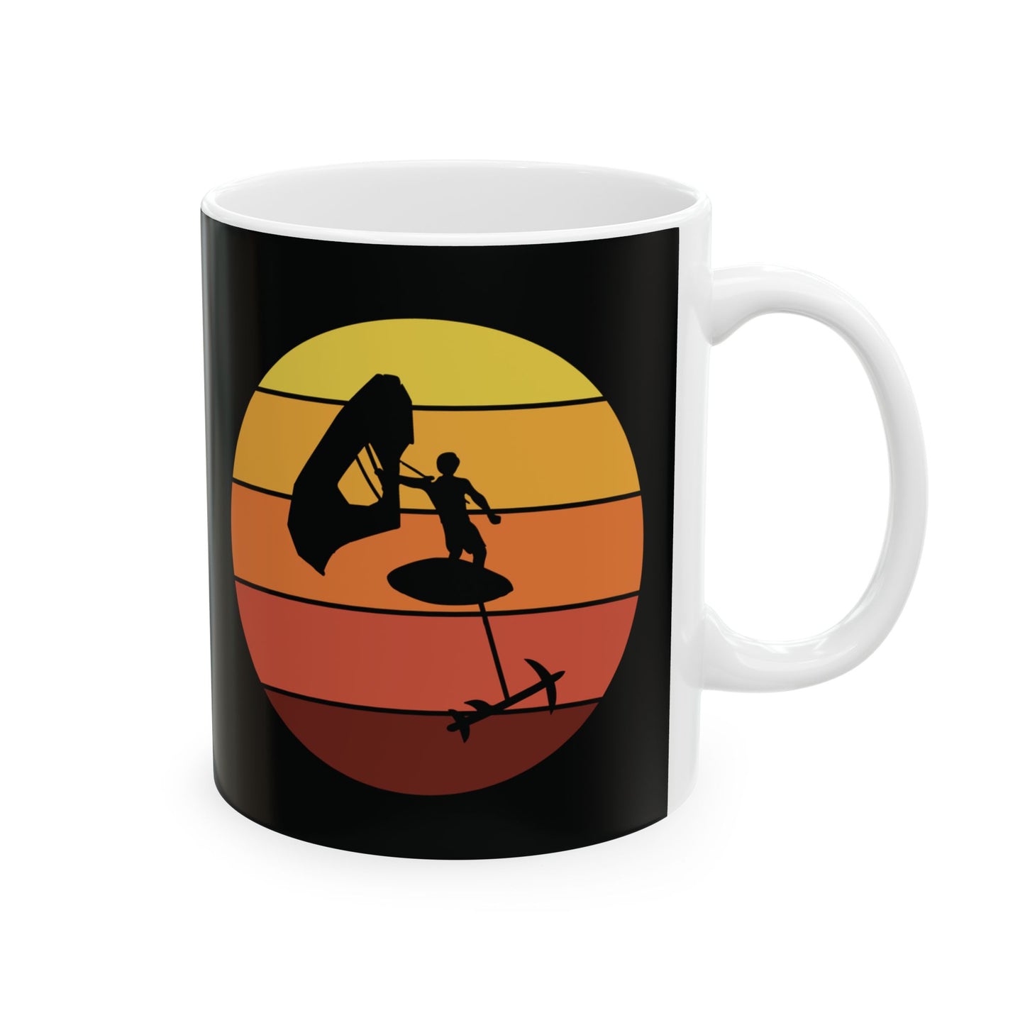 Wing Foiling Sunset Mug - Retro-Inspired Design for Watersports Enthusiasts