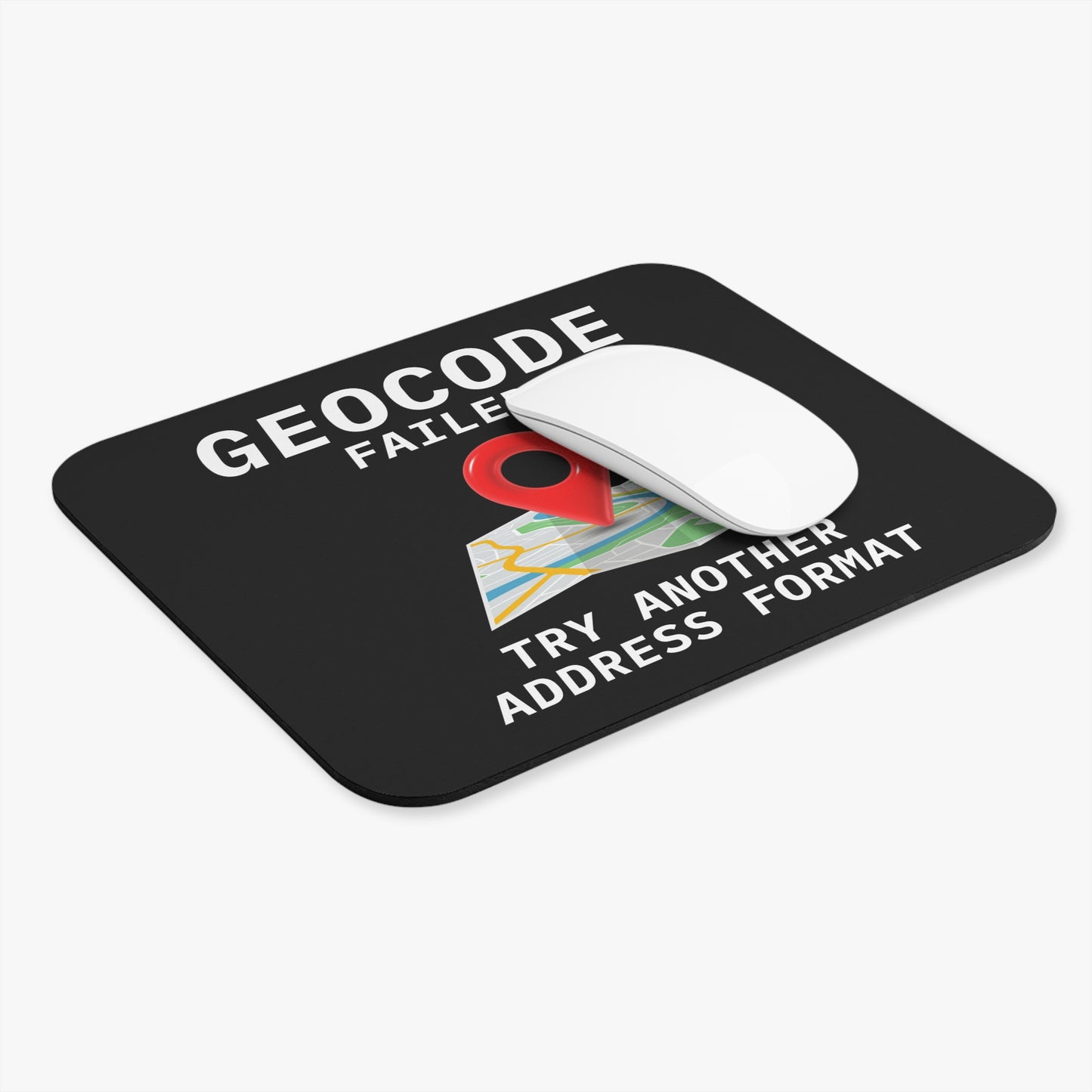 Geocoding Humor Mouse Pad - Address Format Joke Non-Slip Rubber Base for GIS Analysts & Developers