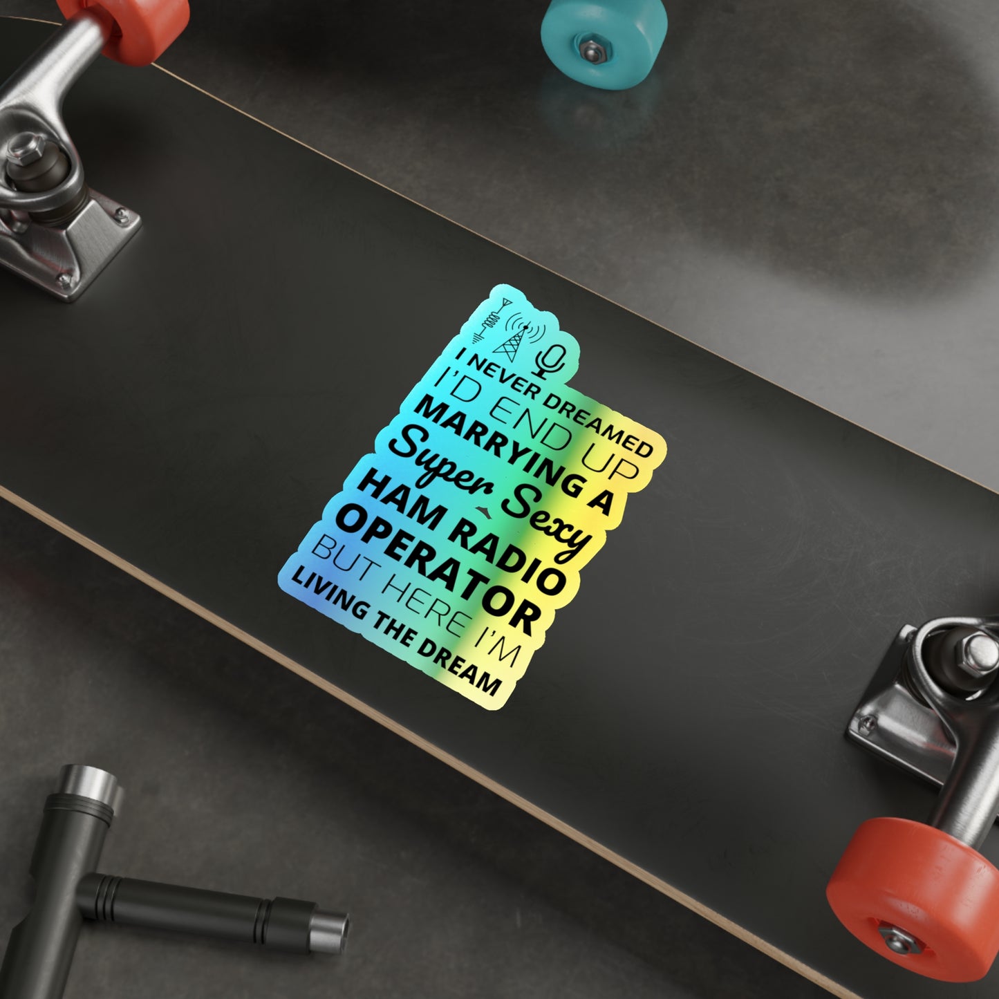 Amateur Ham Radio Operator Stickers Holographic Vinyl Decal - Morse Code & QSO for Radio Romance