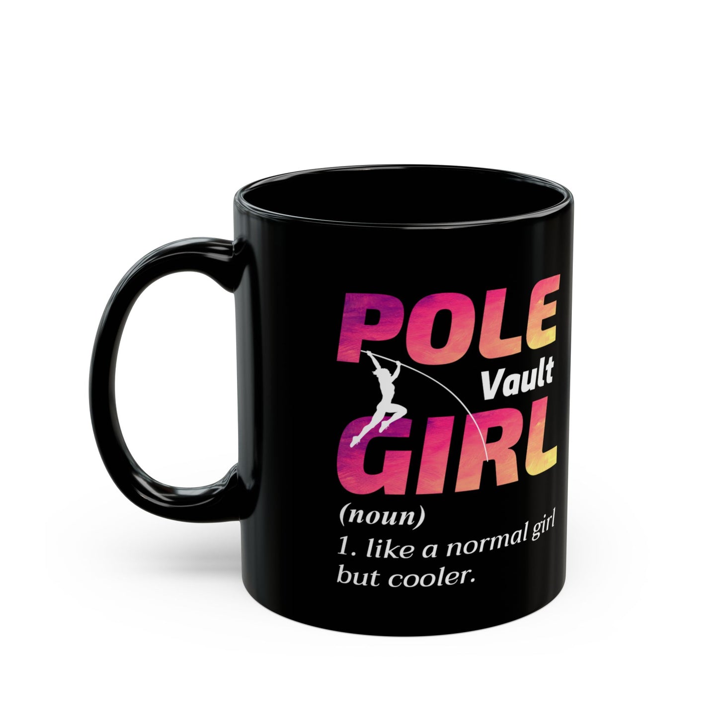 Pole Vault Mug Black – Track & Field Coffee Cup for Athletes, Jumpers, Coaches, Sports Fans