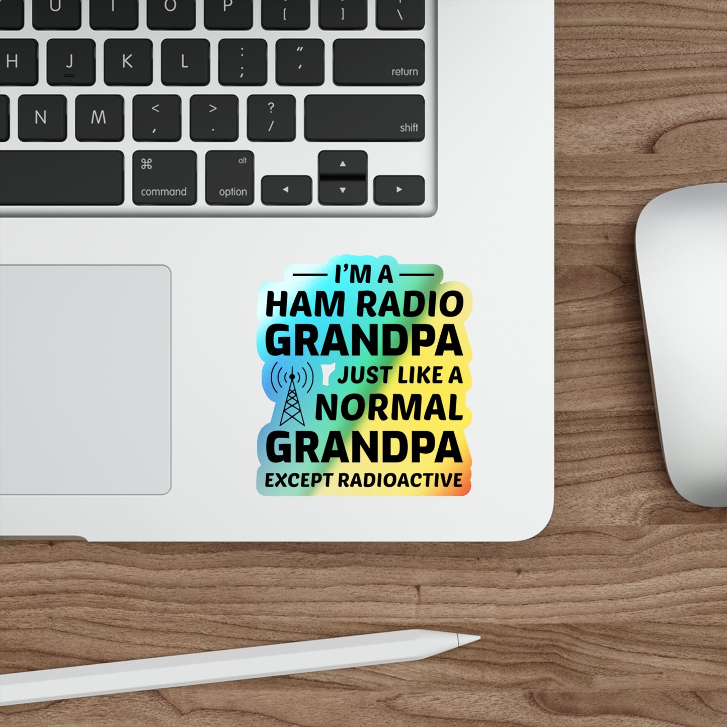 Amateur Ham Radio Operator Stickers Holographic Vinyl Decal - Call Sign & QRP for Radioactive Grandpas