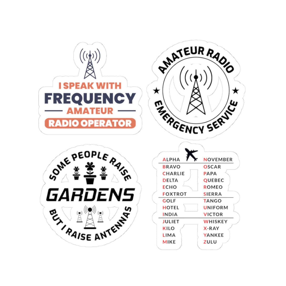 Ham Radio Sticker Pack – 4 PCS Funny Antenna Frequency Decals for Amateur Operators Emergency Service Fans