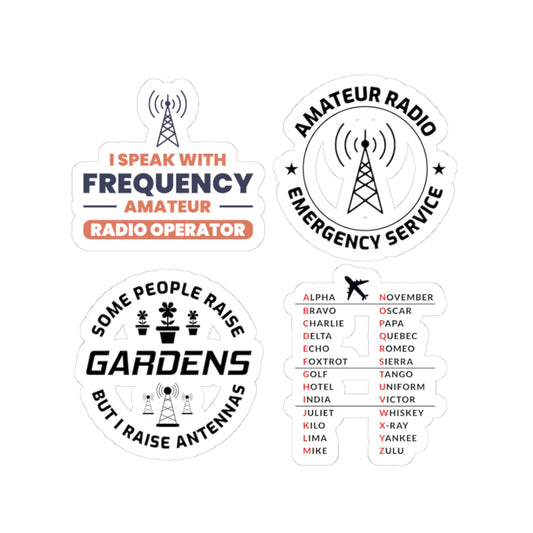 Ham Radio Sticker Pack – 4 PCS Funny Antenna Frequency Decals for Amateur Operators Emergency Service Fans