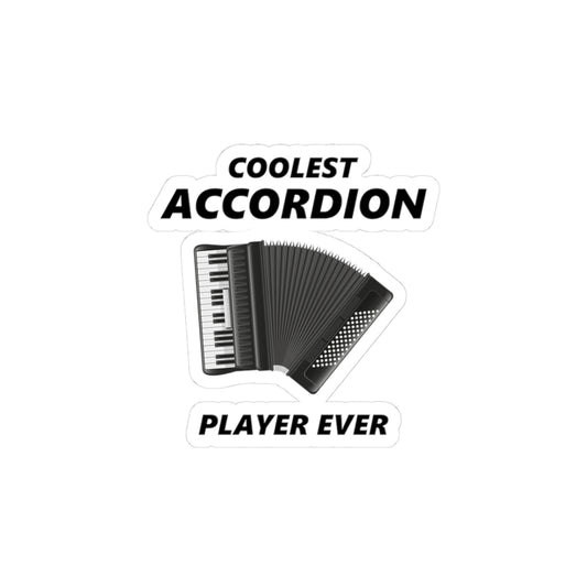 Funny Accordion Sticker - Coolest Player Ever Vinyl Decal for Polka Lovers