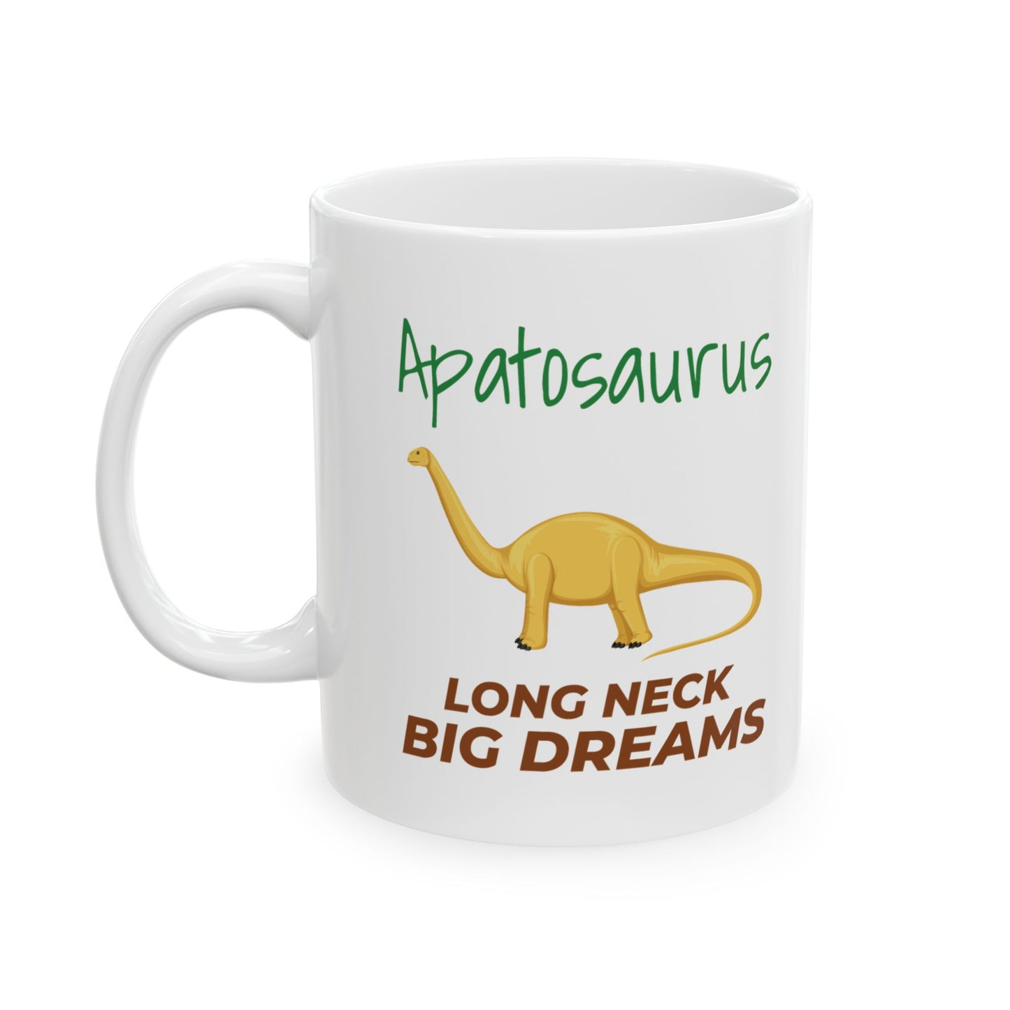 Dinosaurier-Fossil-Becher für Pflanzenfresser-Fans, Apatosaurus, gelbes Design 