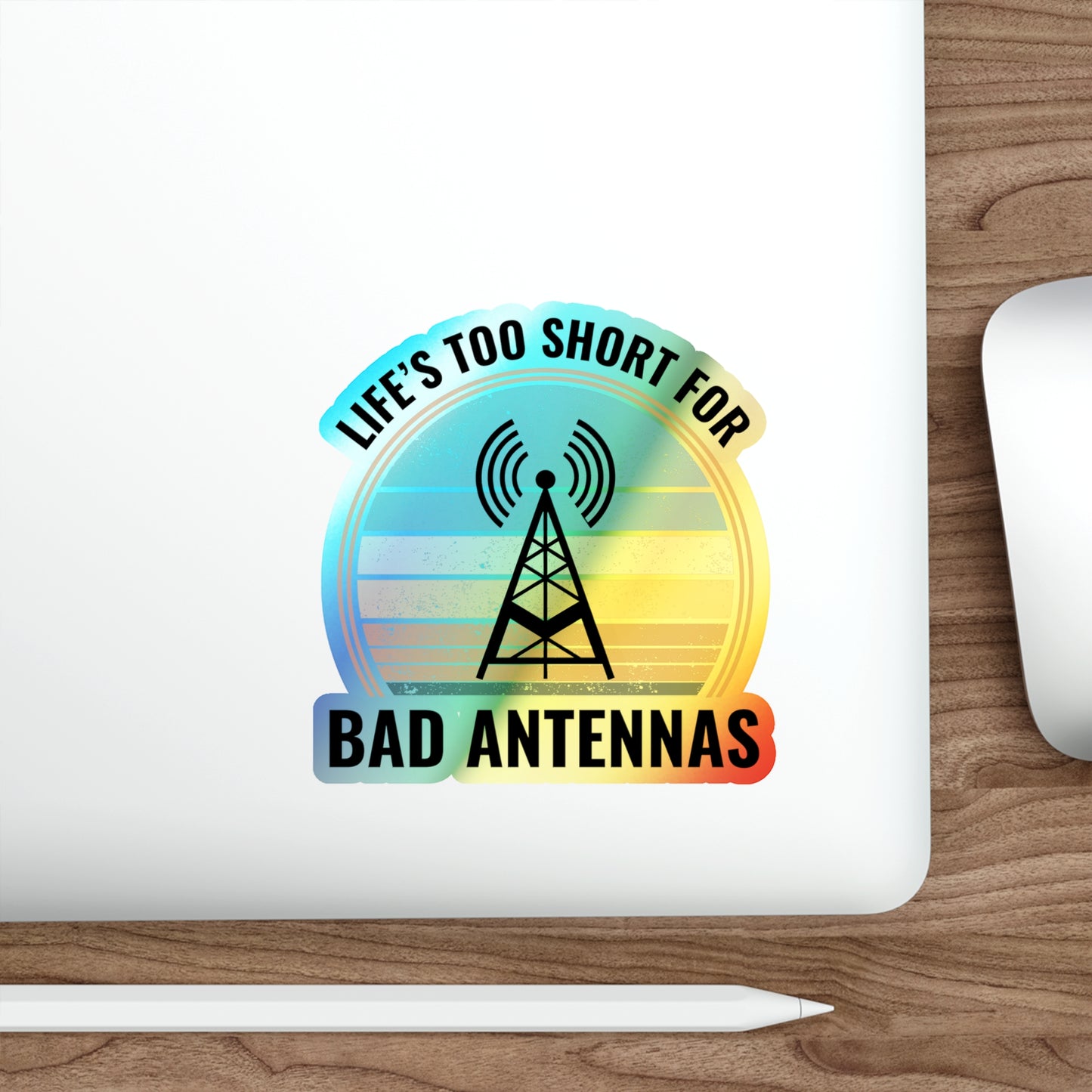 Amateur Ham Radio Operator Stickers Holographic Vinyl Decal - Antenna Enthusiasts & Signal Quality