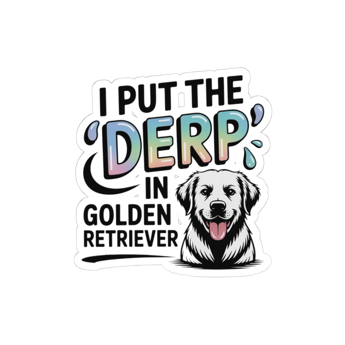 Golden Retriever Derp Sticker - Funny Dog Face Vinyl Decal for Pet Owners Animal Lovers Breed Enthusiasts