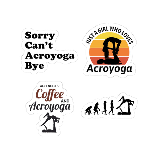 Acroyoga Sticker Pack – 4 PCS Funny Coffee Evolution Just A Girl Decal Set for Women Yoga Practitioners