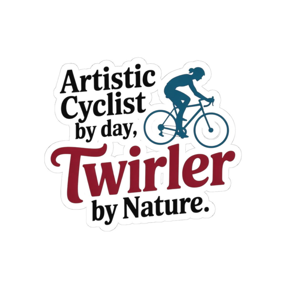 Twirler Artistic Cycling Sticker - Cyclist Nature Bike Vinyl Decal for Rhythmic Gymnastic Athletes, Studio Riders, Coach