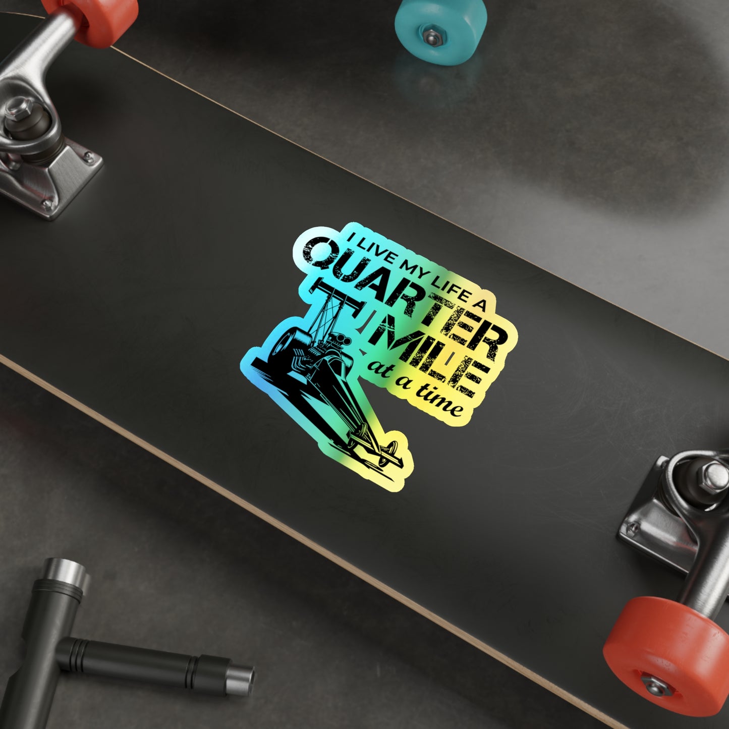 Dragster Drag Racing Holographic Stickers Vinyl – 1/4 (Quarter Mile) Mile Speed Sticker for Track Competitors