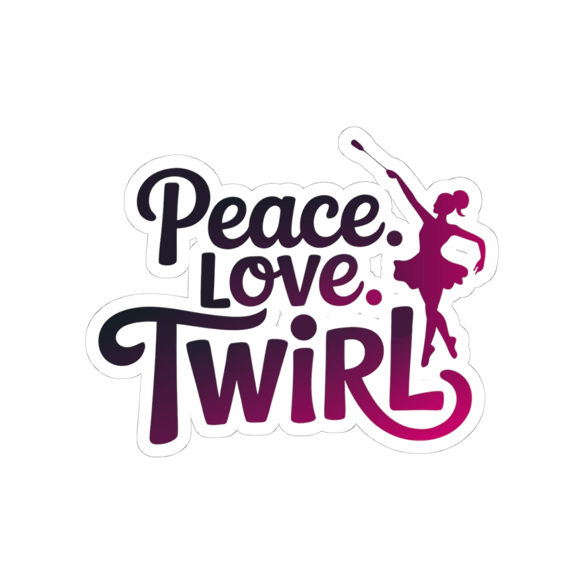 Baton Twirling Sticker – Peace Love Twirl Boho Style Decal for Twirler Color Guard Marching Band Member
