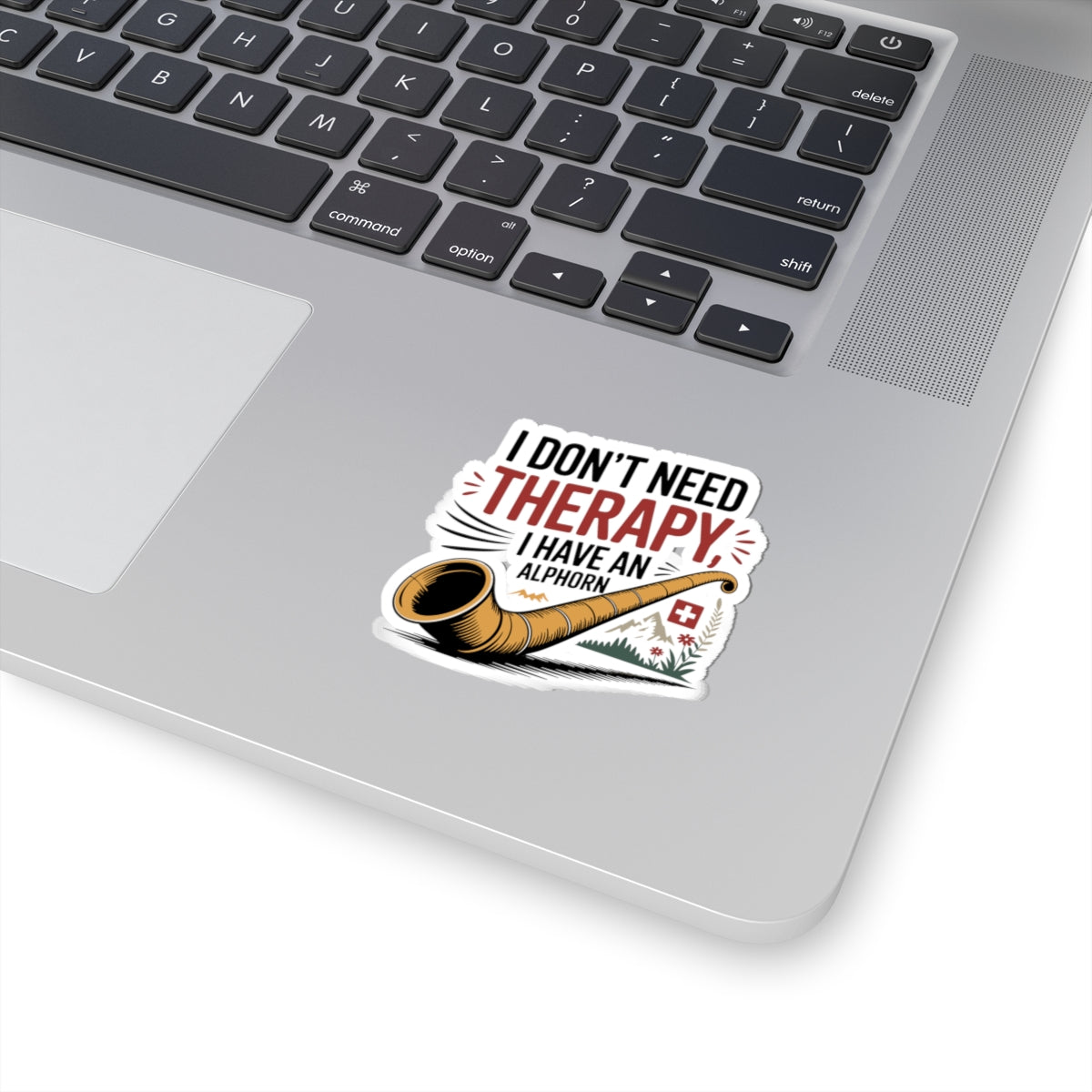 Alphorn Therapy Sticker - Traditional Mountain Horn Vinyl Decal for Musicians Folk Music Lovers Instrument Players