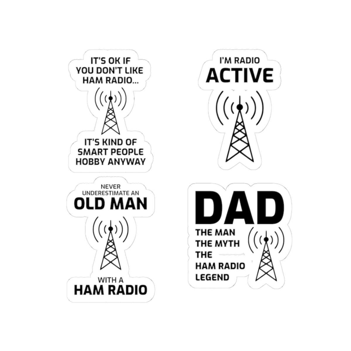 Ham Radio Sticker Pack – 4 PCS Funny Smart Hobby Legend Decals for Amateur Operators Old Man Enthusiasts