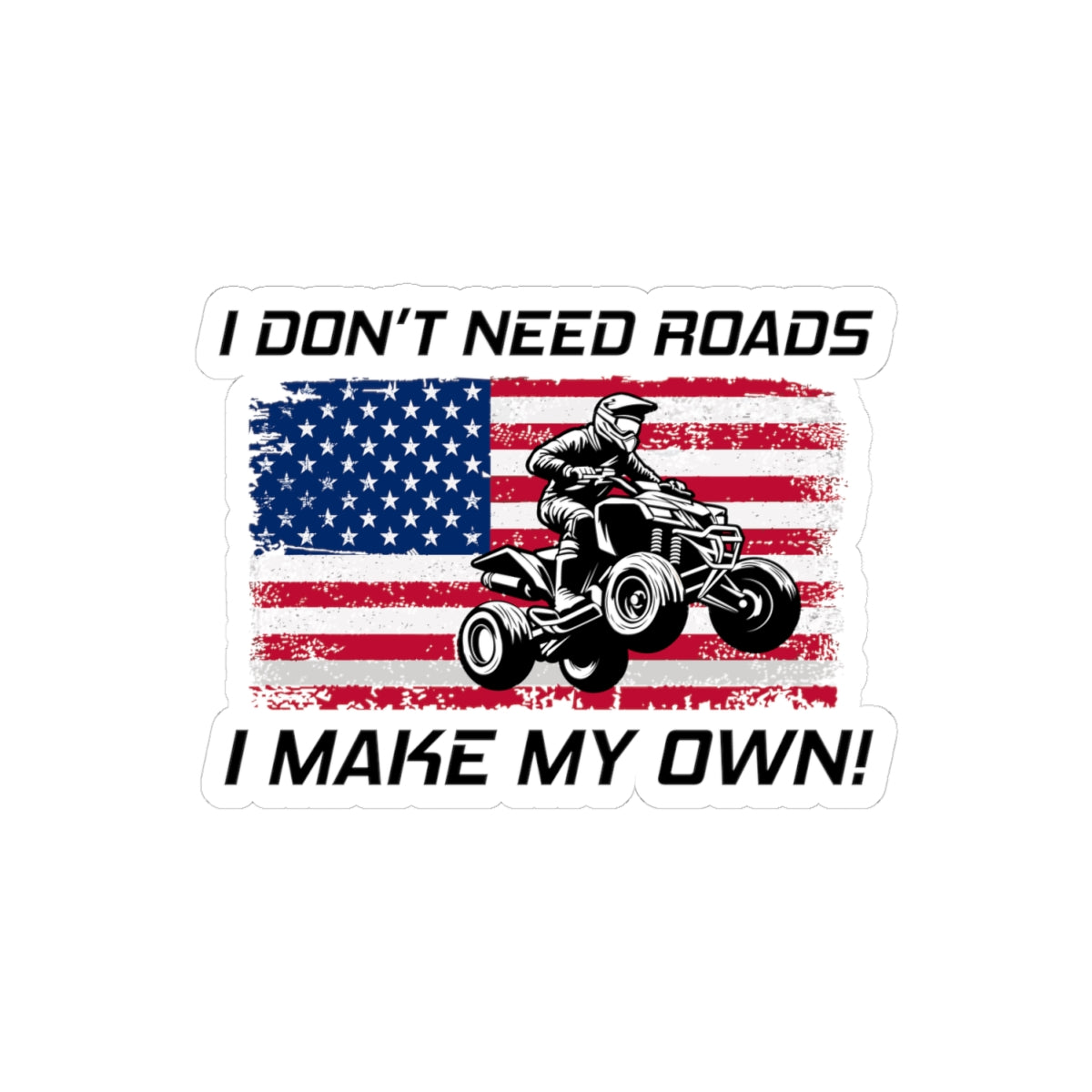 ATV Racing Sticker Vinyl - American Flag Quad Bike Decal for Off-Road Enthusiasts & Patriot Riders