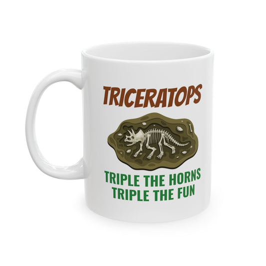 Dinosaur Fossil Mug for Paleontology Lovers Triceratops Skeleton Design