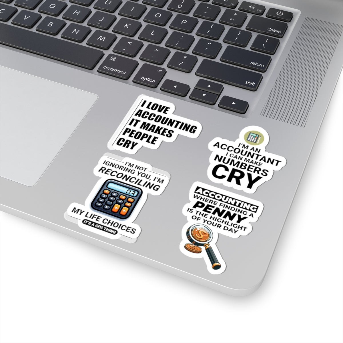 Accountant Sticker Pack – 4 PCS Funny Numbers Cry Reconciling Decal Set for CPAs Bookkeepers Finance Pros