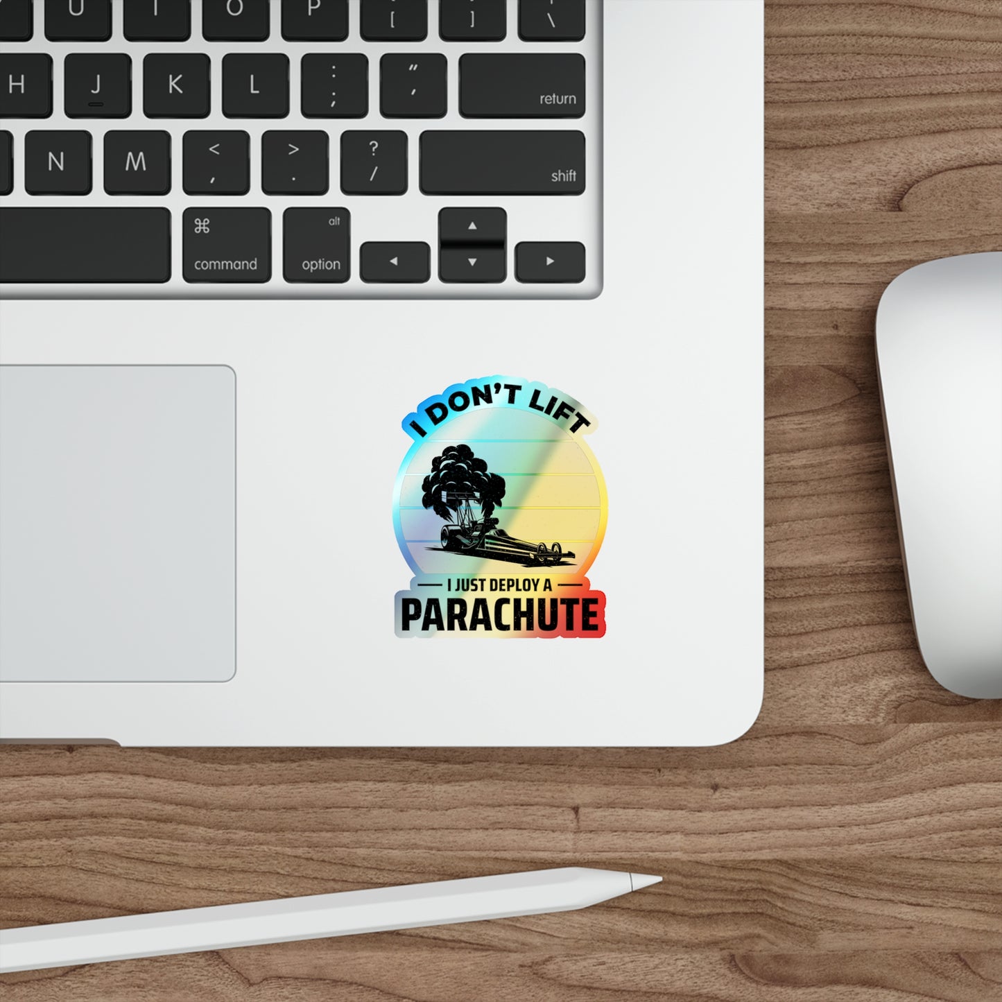 Dragster Drag Racing Holographic Stickers Vinyl – Parachute Launch Humor for Speed Race Fans