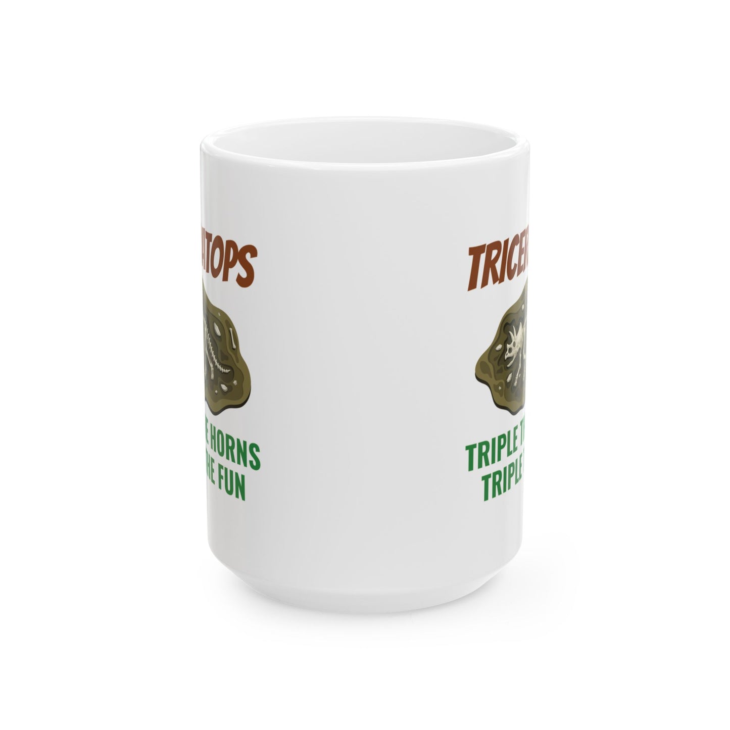 Taza con fósil de dinosaurio para amantes de la paleontología con diseño de esqueleto de triceratops 