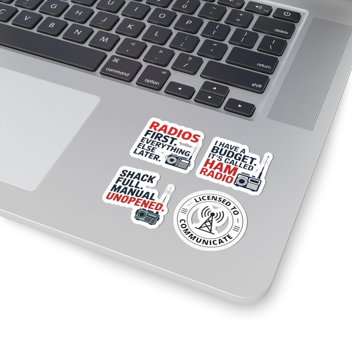 Ham Radio Sticker Pack – 4 PCS Funny Shack & License Quote Decal Set for Ham Radio Operators & Radio Hobbyists