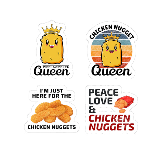 Chicken Nugget Queen Sticker Pack – 4 PCS Cute Kawaii Food Decals for Nugget Lovers Girls