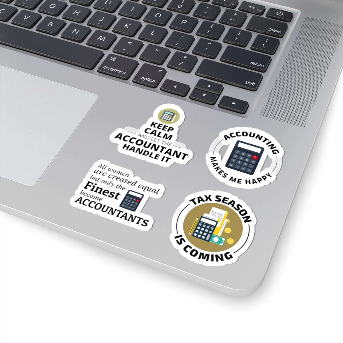 Accountant Sticker Pack – 4 PCS Funny Women Calculator Decal Set for Accountants CPAs and Finance Pros