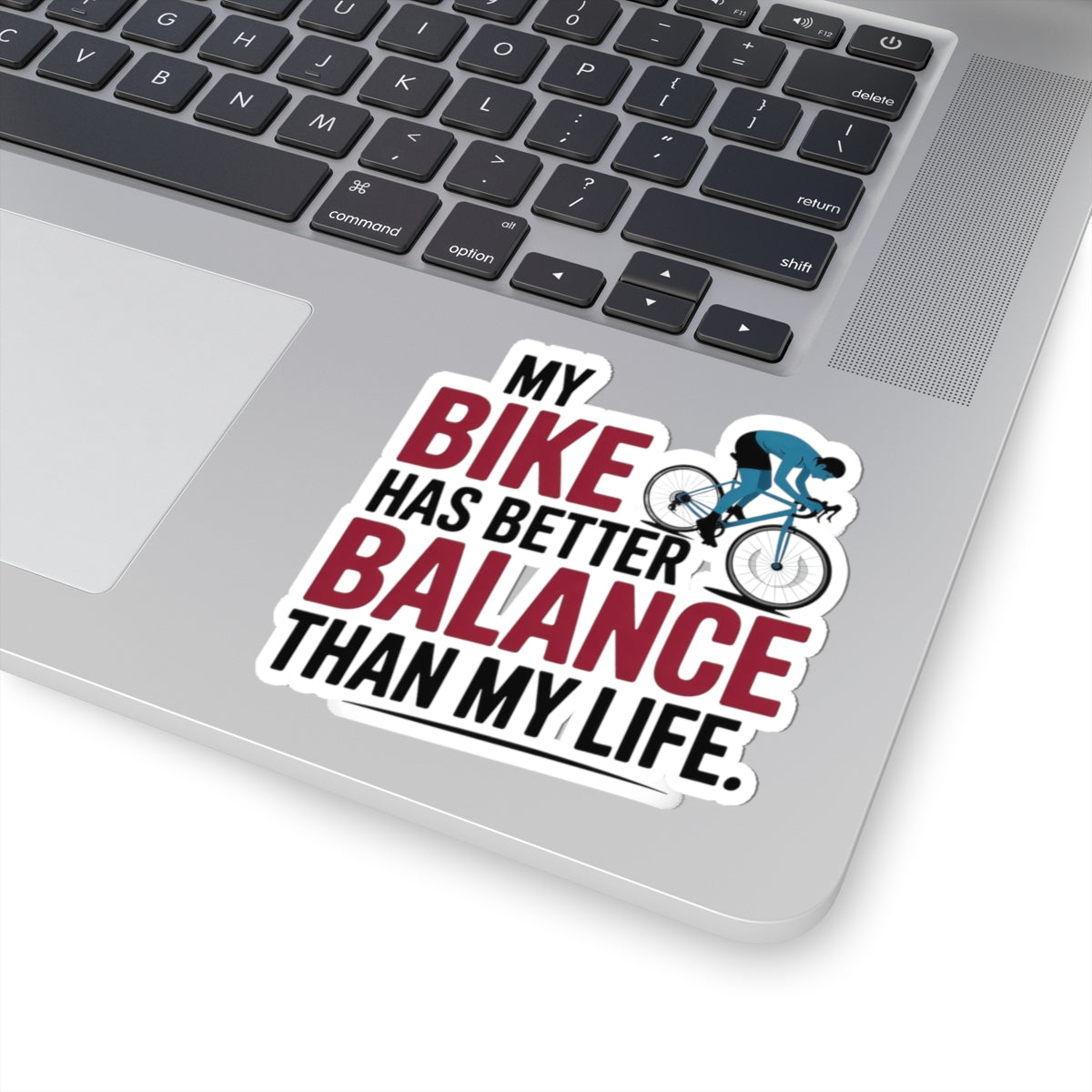 Humorous Bike Balance Sticker - Life Balance Humor Vinyl Decal for Artistic Rhythmic Athletes, Coach, Studio Riders