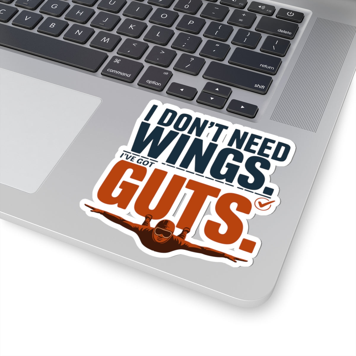 BASE Jumping Sticker – Bold No Wings Needed Courage Decal for Extreme Sports Fans Adrenaline Junkies