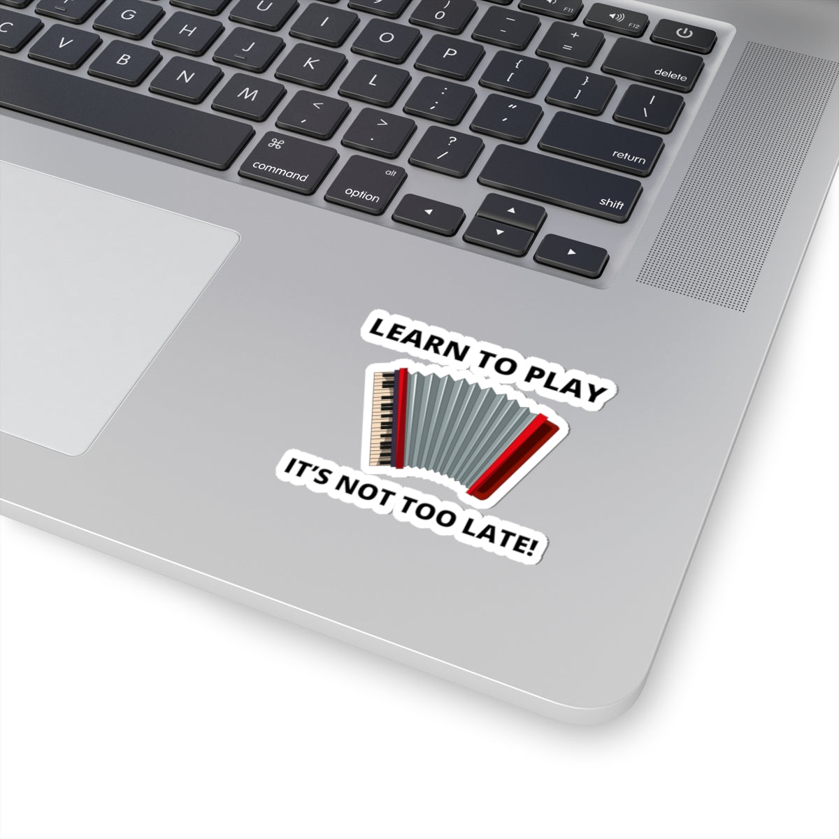 Learn to Play Accordion Sticker - Motivational Vinyl Decal for Music Lovers & Late Bloomers