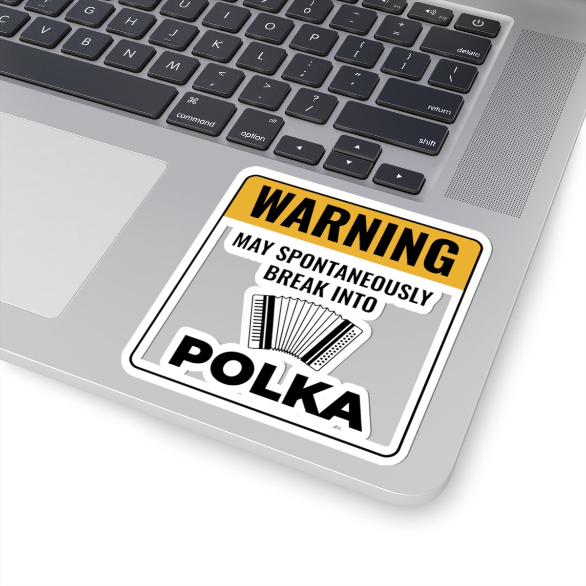 Accordion Player Sticker - Warning Sign Polka Humor Decal for Musicians, Polka Band Members, Folk Music Lovers