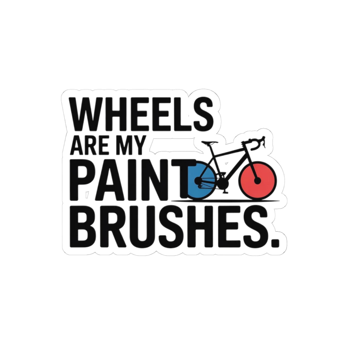 Artistic Expression Cycling Sticker - Wheels Paintbrushes Bike Vinyl Decal for Rhythmic Gymnastic Athletes, Artist, Coach
