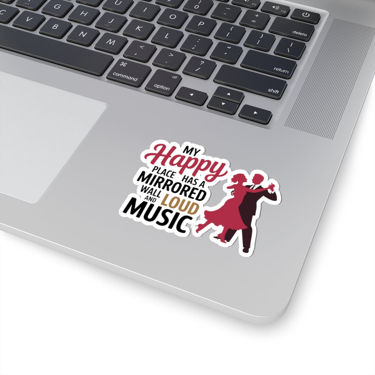 Ballroom Dance Sticker - Happy Place Mirrored Wall Music Vinyl Decal for Dancers, Instructors, Studio Gear