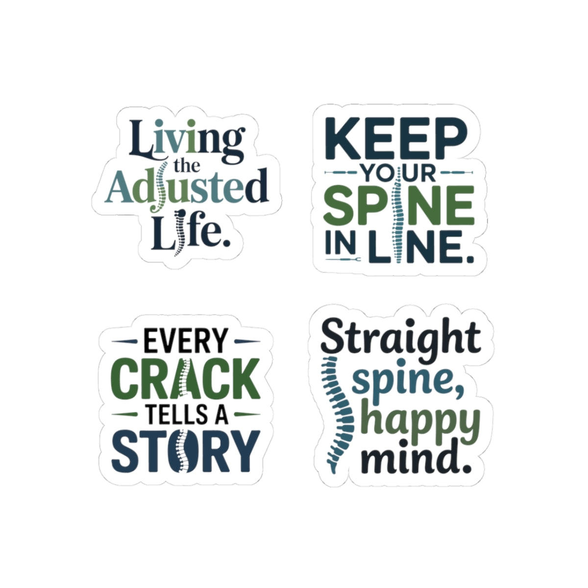 Chiropractor Sticker Pack – 4 PCS Inspirational Spine Health Decals for Chiropractic Doctors Clinic Staff
