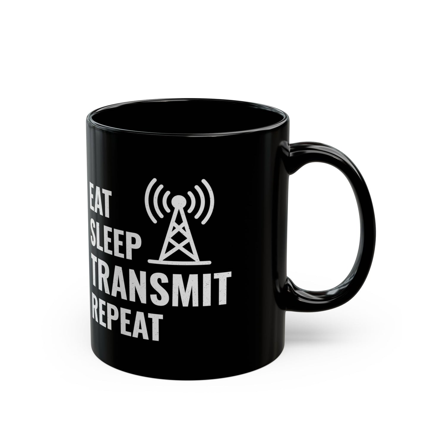 "Amateur Ham Radio Operator Mug - Eat Sleep Transmit Repeat for Radio Enthusiasts 11 oz"