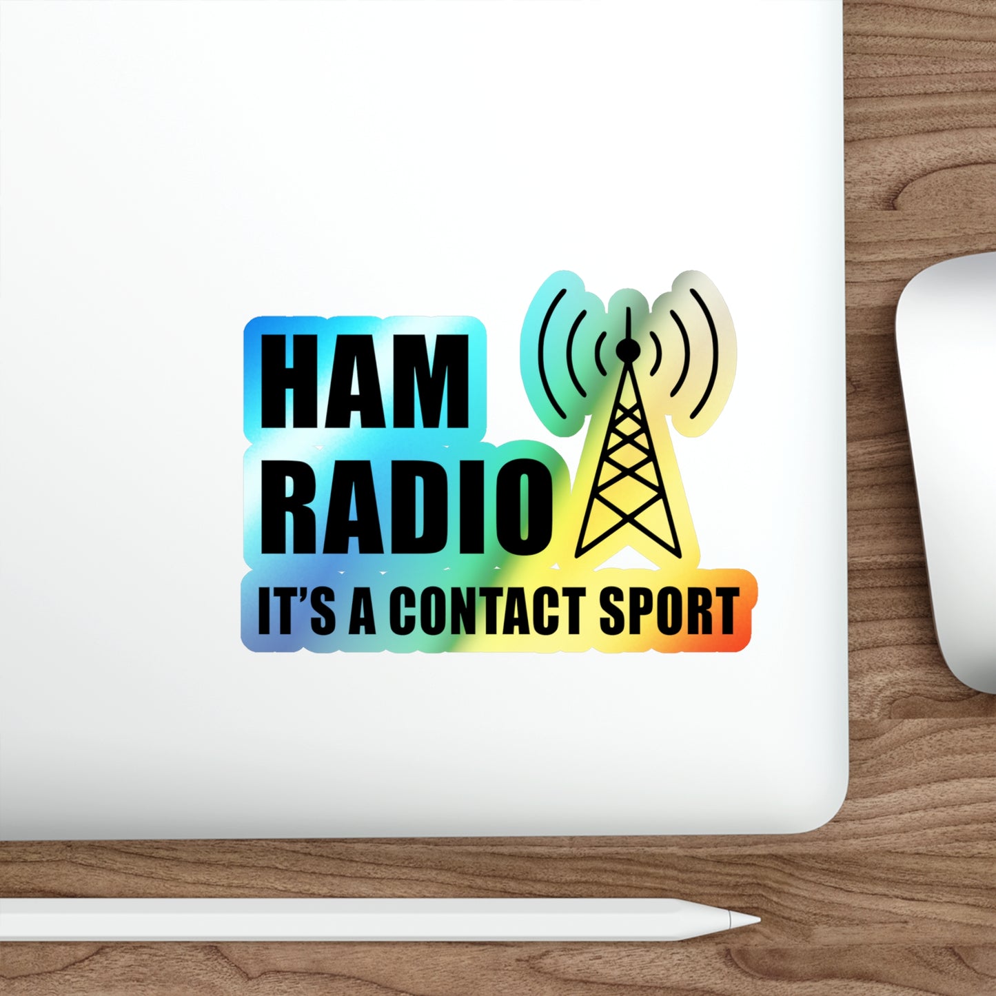 Amateur Ham Radio Operator Stickers Holographic Vinyl Decal - Contact Sport & DXing for Radio Competitors