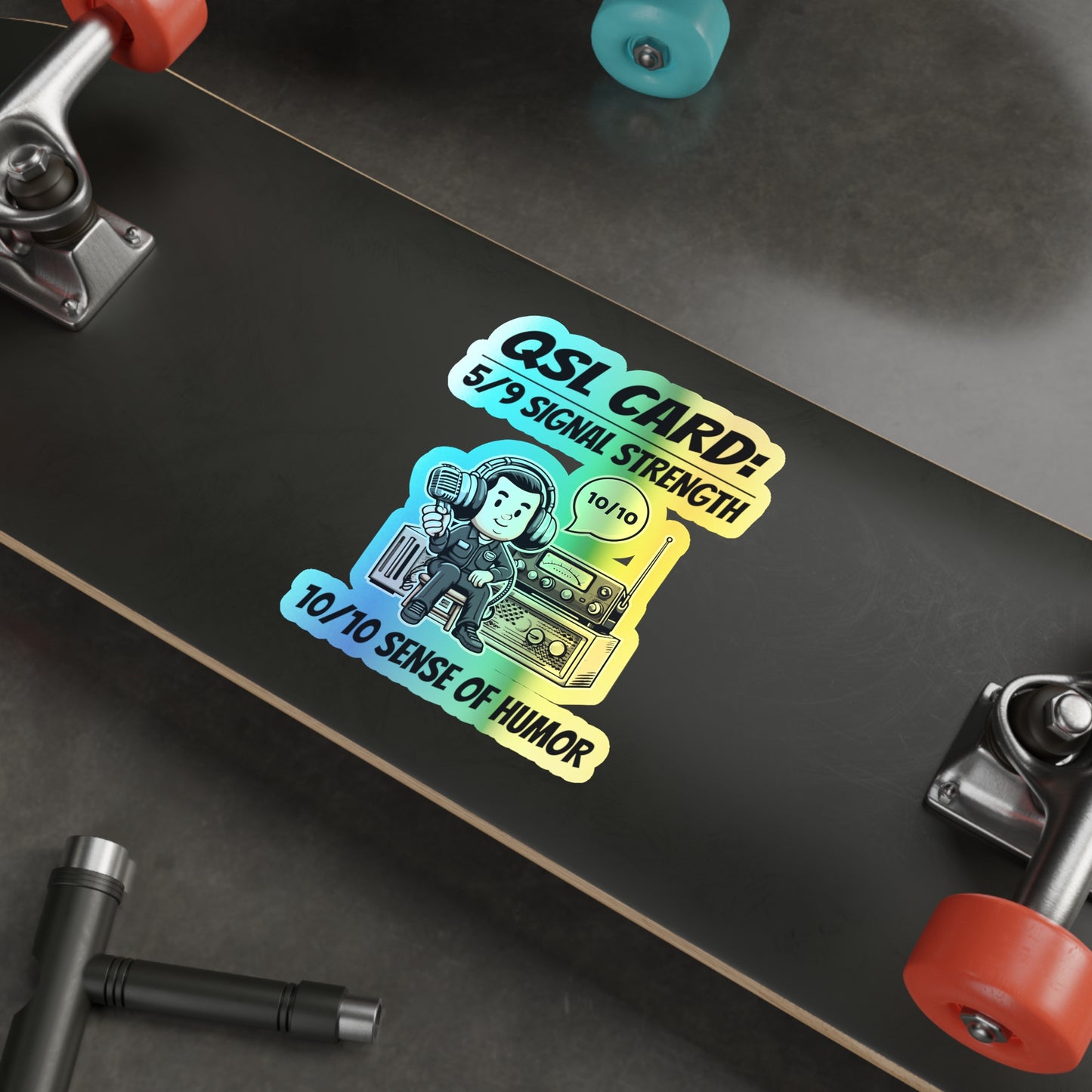 Amateur Ham Radio Operator Stickers Holographic Vinyl Decal - Signal Report & QSO Humor