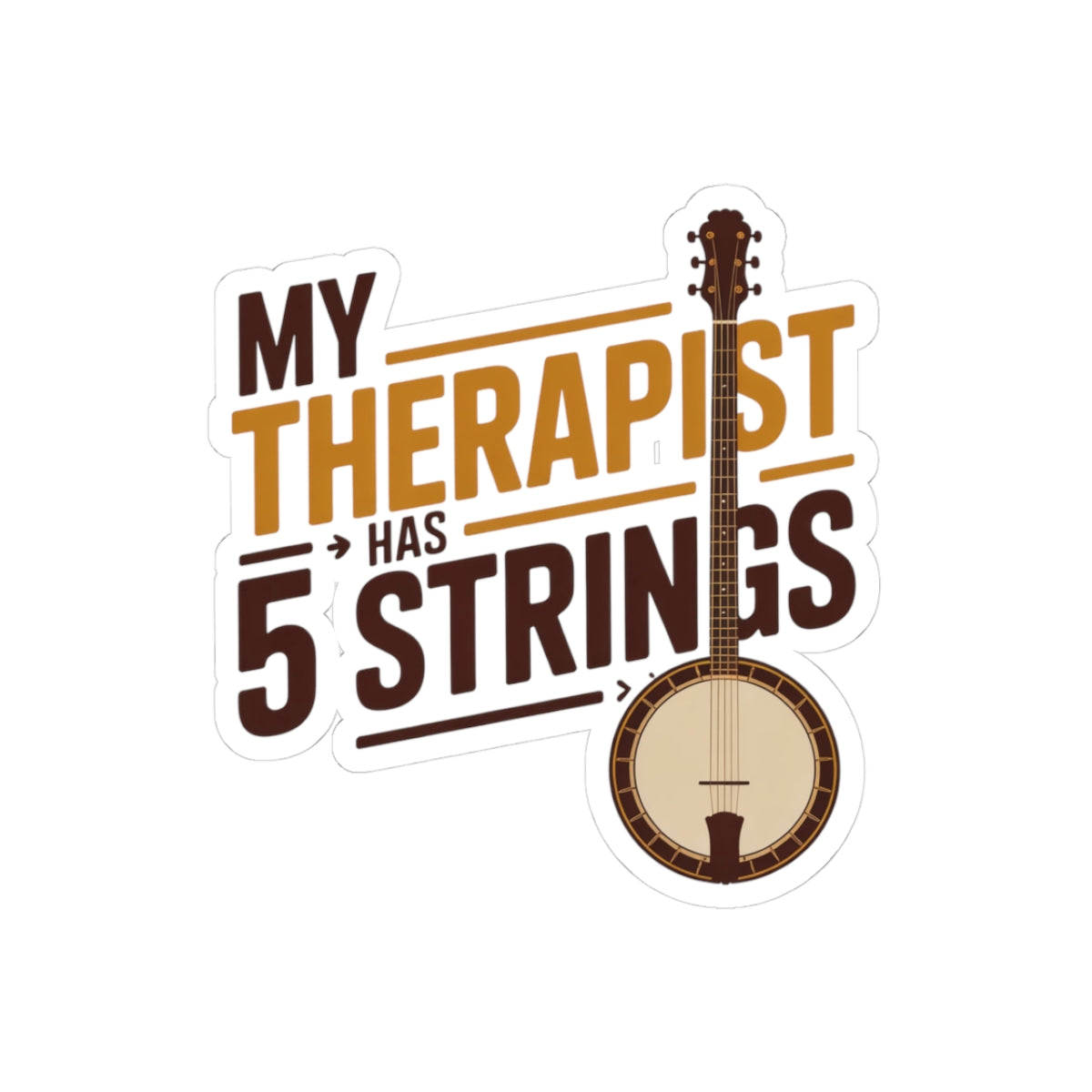 Banjo Sticker – Funny Five-String Therapy Humor Decal for Bluegrass Players Folk Music Lovers