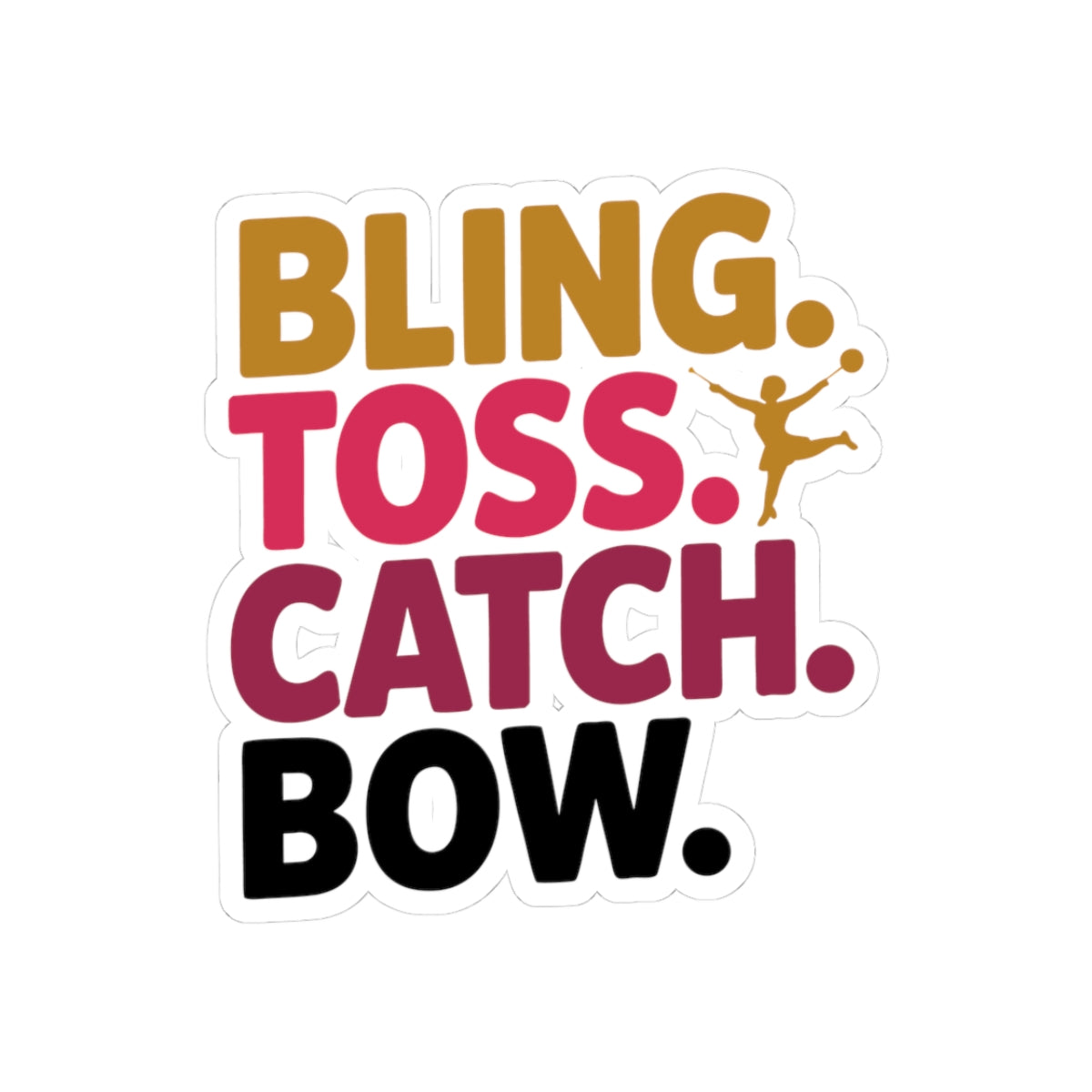 Baton Twirling Sticker – Bling Toss Catch Bow Routine Decal for Twirler Color Guard Marching Band Member